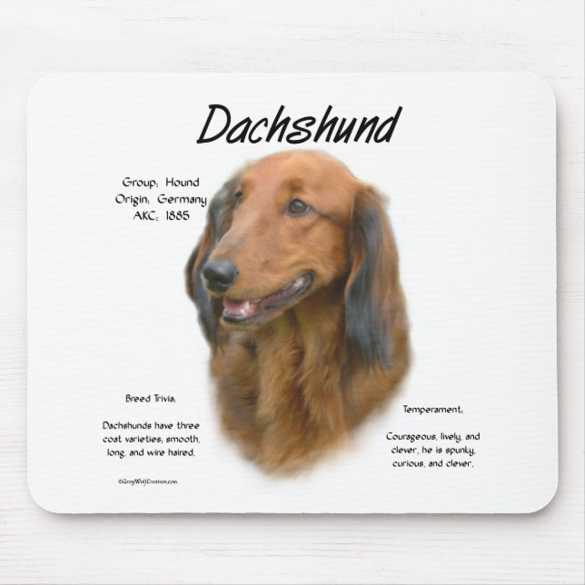 Mousepad Design de História de Dachshund (longhair) (Frente)