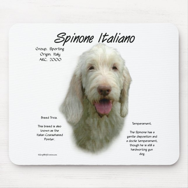 Mousepad Design de História de Spinone Italiano (Frente)