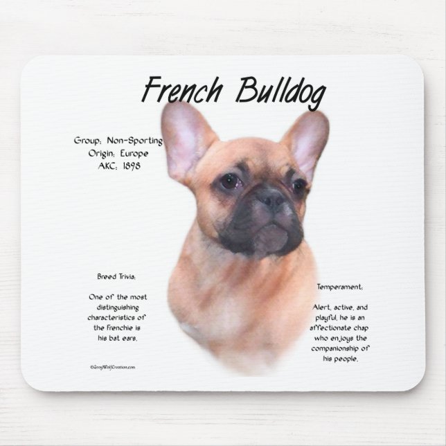 Mousepad Design de História do Buldogue Francês (Frente)
