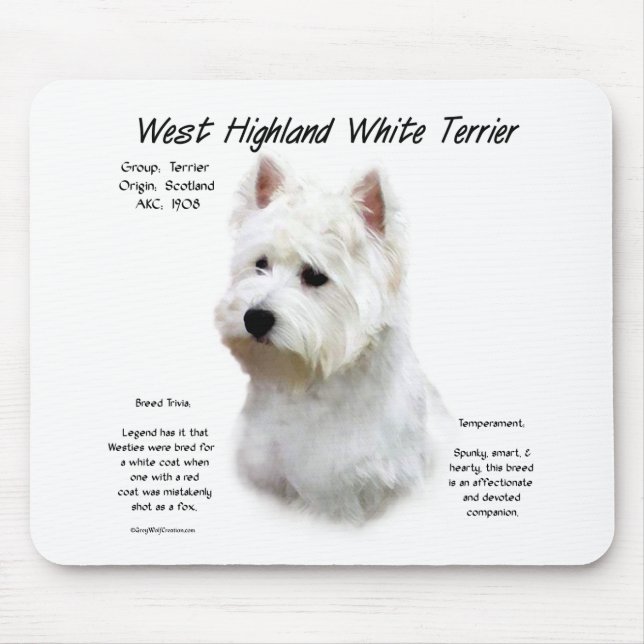 Mousepad Design de História do Terrier Branco da Highland O (Frente)