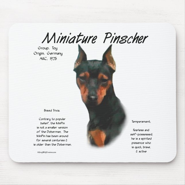 Mousepad Design de histórico do Pinscher Miniatura (preto/f (Frente)