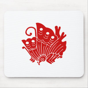 Mousepad Design de Kamon Japonês com Borboleta Asiática