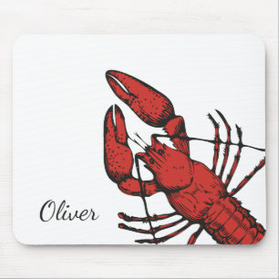 Mousepad Design de lagosta vermelha, estilo de vindima
