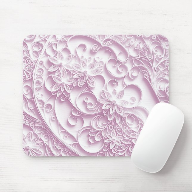 Mousepad Design de margarida rosa enroladora de papel (Com mouse)