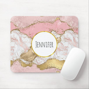Mousepad Design de mármore rosa Dourado Rosa de luxo