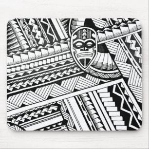 Mousepad Design de Máscara Africano de Tatuagem Preta e Br