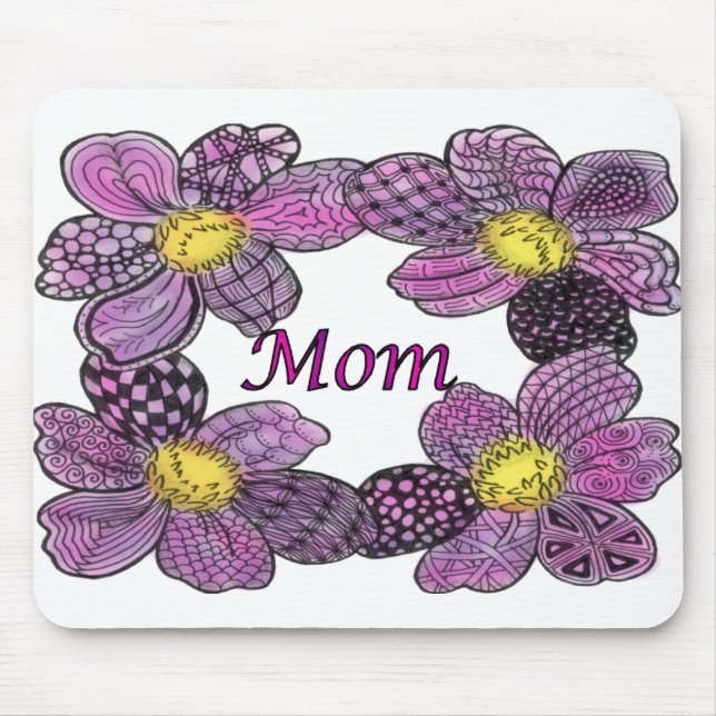 Mousepad Design de MOM rabiscado com ventilador roxo (Frente)