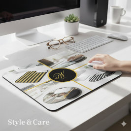 Mousepad Design de Monograma de Quatro Fotos Personalizado 