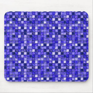 Mousepad Design de Mosaico Azul Abstrato Com Texturas Brilh