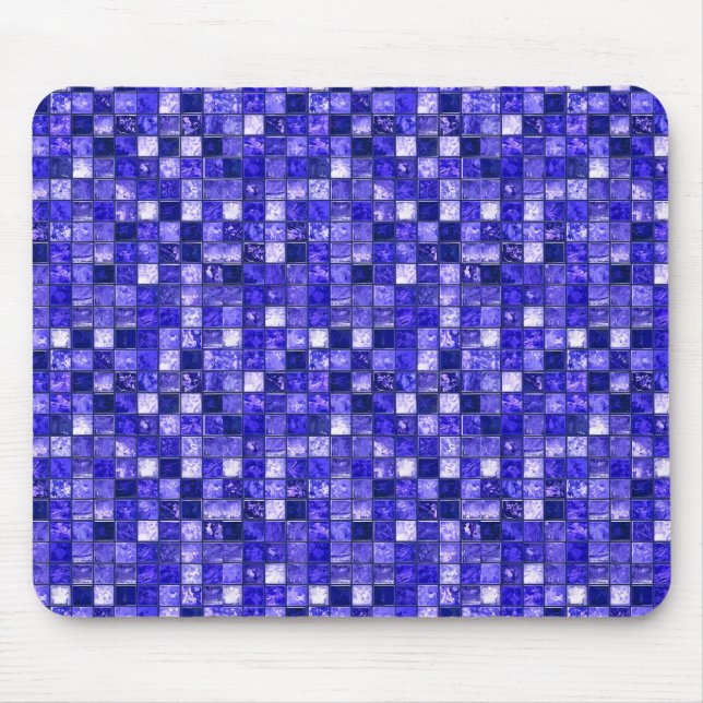 Mousepad Design de Mosaico Azul Abstrato com Texturas Brilh (Frente)