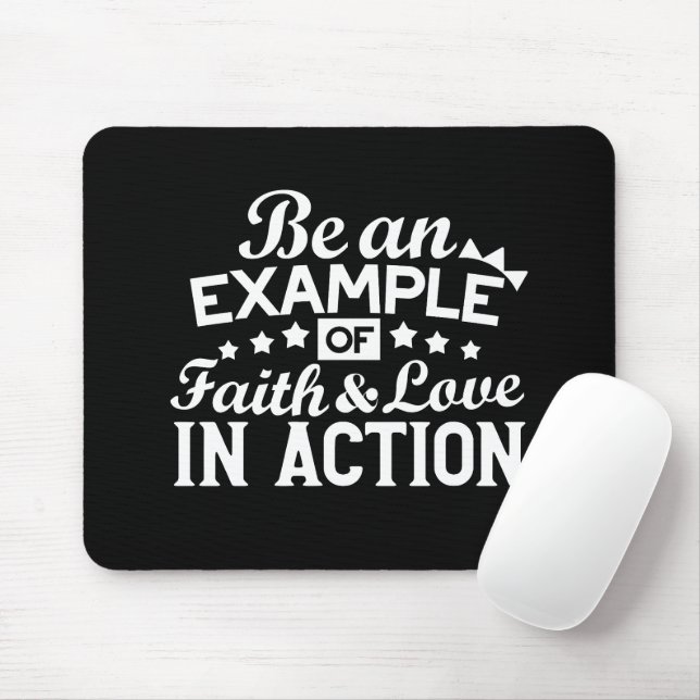 Mousepad Design de Motivação Cristã - Fé, Amor e Ato (Com mouse)