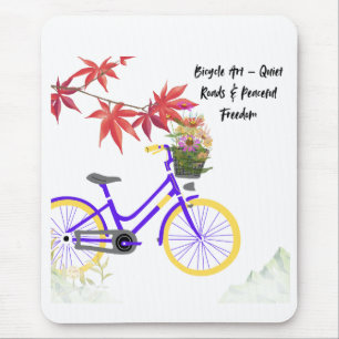 Mousepad Design de Motivação de Bicicleta Floral