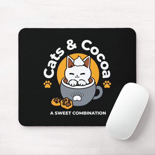 Mousepad Design de Mug Feriado com Cozy Cat e Cookies de Pa (Com mouse)