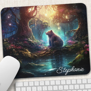 Mousepad Design de Nome de Fantasia de Urso da Floresta Mís