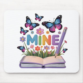Mousepad design de notebook "MINE" Butterfly & Flowers
