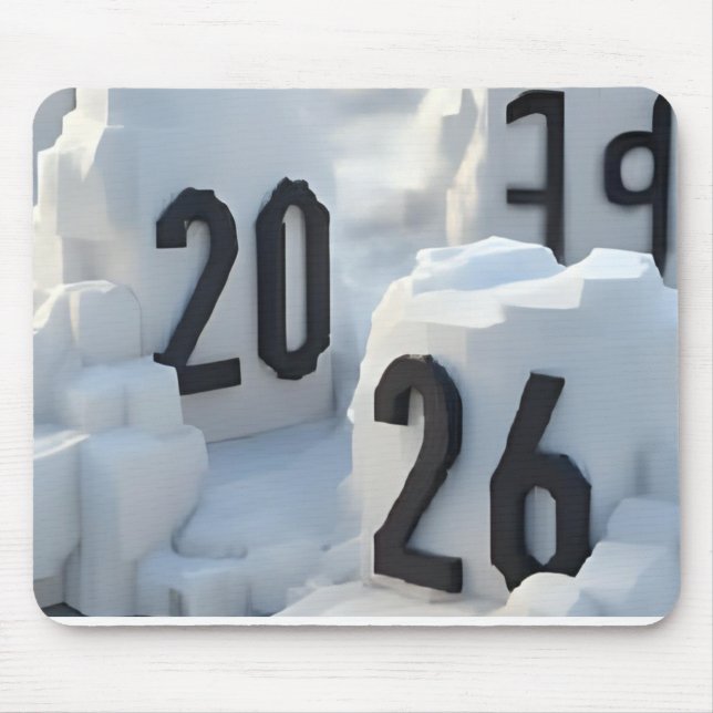 Mousepad Design de Número 3D para Ano Novo 2026 (Frente)