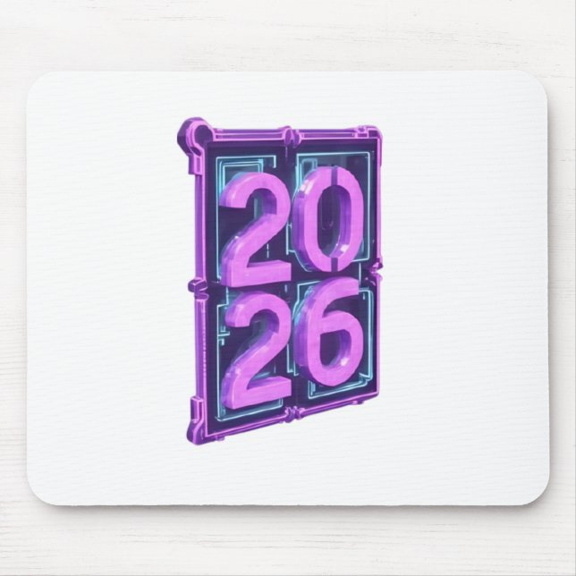 Mousepad Design de Número 3D para Ano Novo 2026 (Frente)