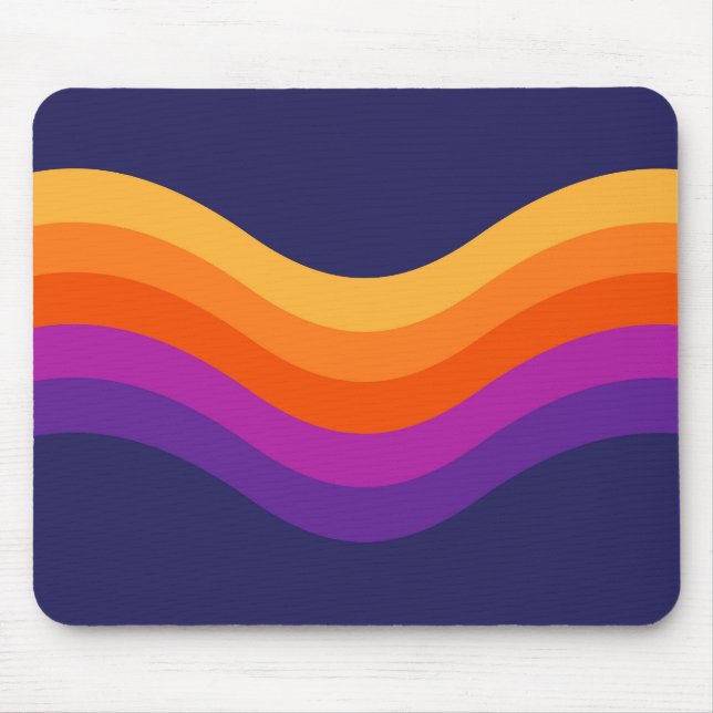 Mousepad Design de ondas simples coloridas de estilo retrô (Frente)