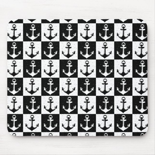 Mousepad Design de Padrão de Âncora de Verificação Branco P (Frente)