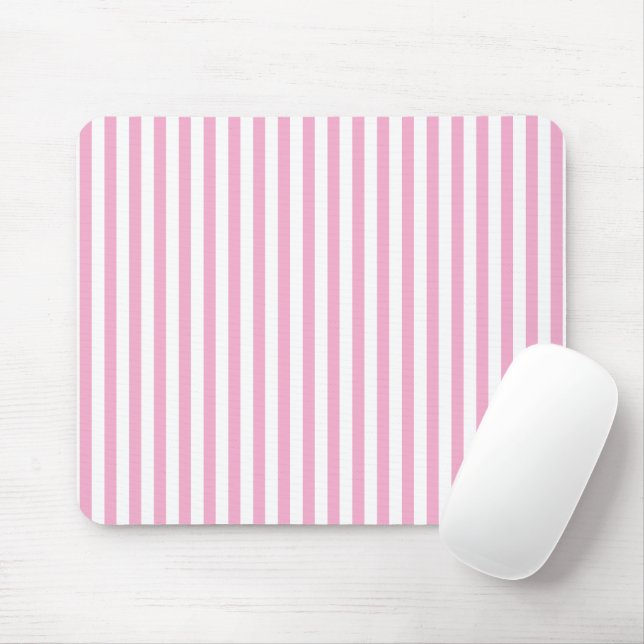 Mousepad Design de padrão de listra vertical rosa branco (Com mouse)