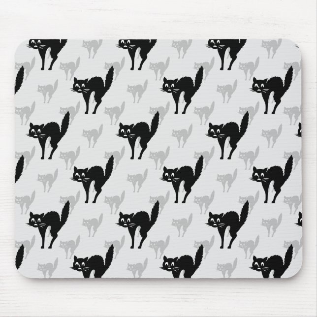 Mousepad Design de Padrão de Silhueta de Sombra de Gato Pre (Frente)