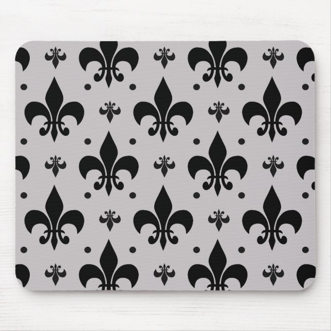 Mousepad Design de Padrão Fleur-de-lis - Fundo da cinza (Frente)