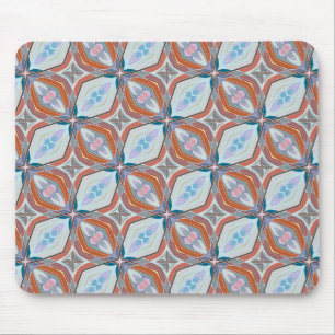 Mousepad Design de Padrão Único Rust, Teal, Azul Claro e Ro