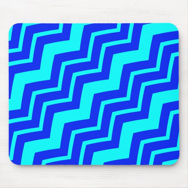 Mousepad Design de Padrão Zig Zag Chevron Azul (Frente)