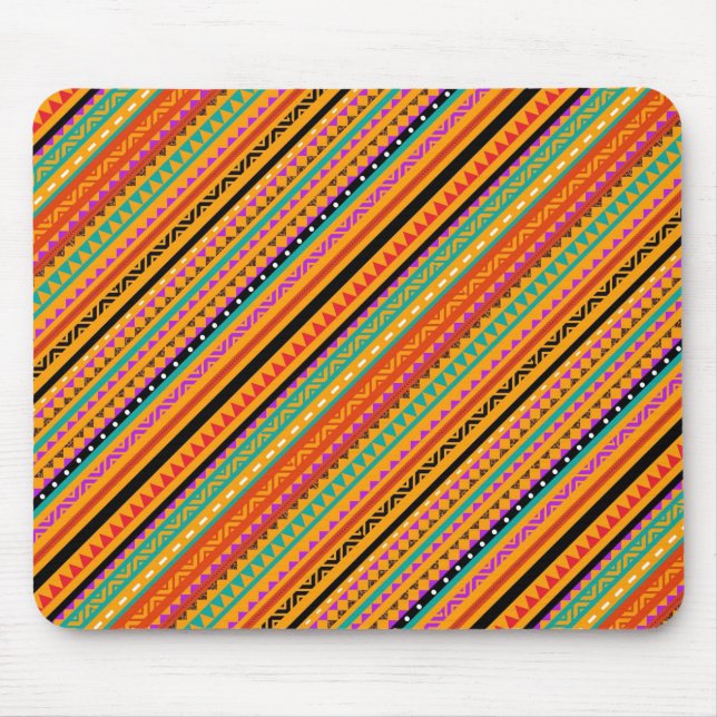 Mousepad Design de padrões aztec nativos, de cor branca (Frente)