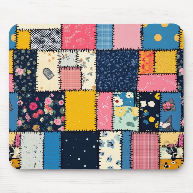 Mousepad Design de Patchwork Adorável, Padrão Reprodutivo (Frente)