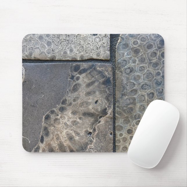Mousepad Design de Pedra de Michigan Petoskey Porta copos S (Com mouse)