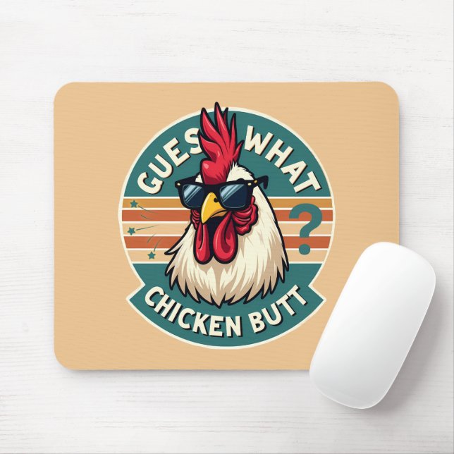 Mousepad Design de piada engraçada de frango retrô (Com mouse)