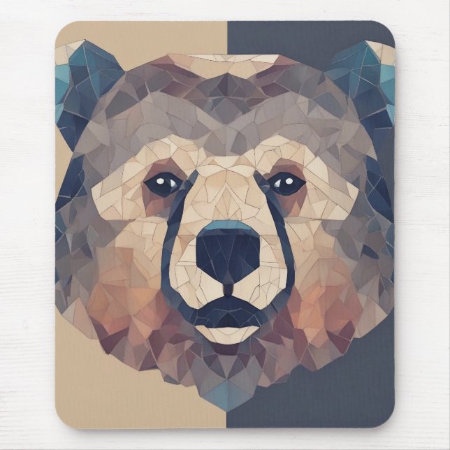 Mousepad Design de Poli Inferior da Cabeça de Urso (Frente)