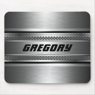 Mousepad Design de prata Monogramed das listras do falso