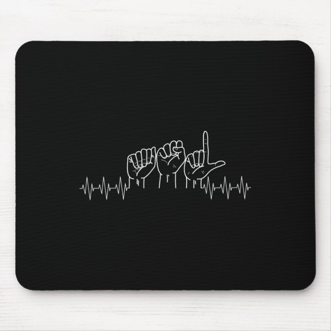 Mousepad Design de pulsação ASL para o dia surdo do assalto (Frente)