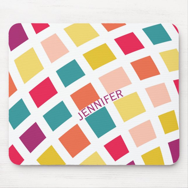Mousepad Design de quadrados retrorreflectores coloridos (Frente)
