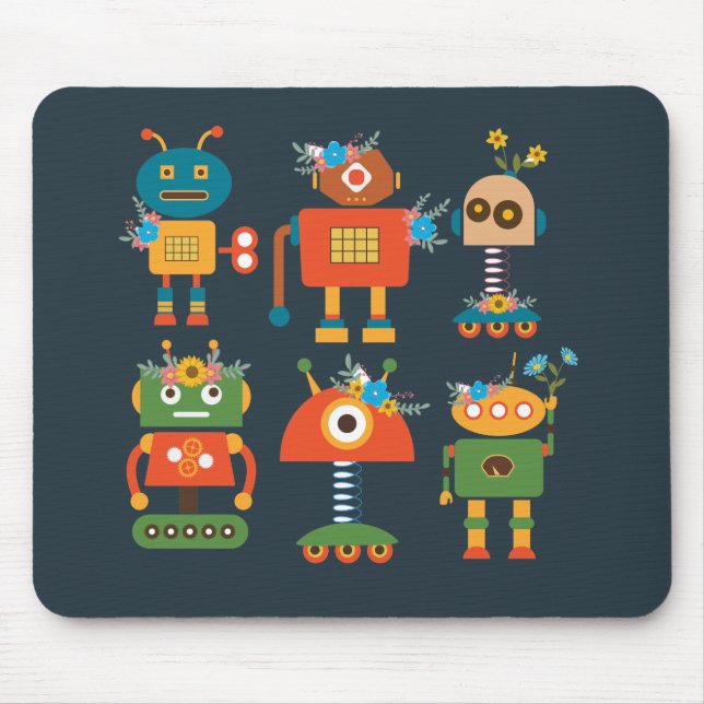 Mousepad Design de robots bonitos para crianças (Frente)