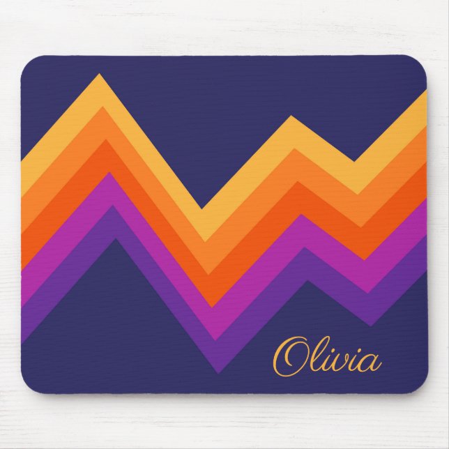 Mousepad Design de roxo, laranja e retro-zigue amarelo (Frente)