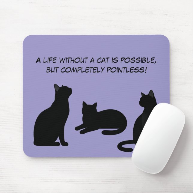 Mousepad Design de Silhuetas de Animais Fofos - Gatos 1 + t (Com mouse)
