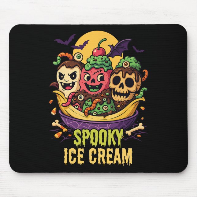 Mousepad Design de Sorvete de Shert Halloween,  assustador (Frente)