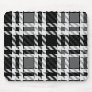 Mousepad Design de Tartan Xadrez Flannel Branco preto