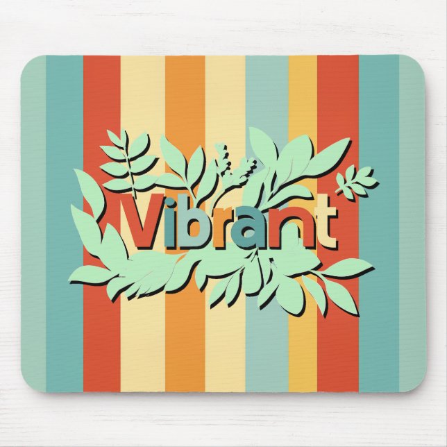 Mousepad Design de texto botânico vibrante colorido (Frente)