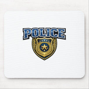 Mousepad Design de Texto em Negrito de Insígnia da Polícia