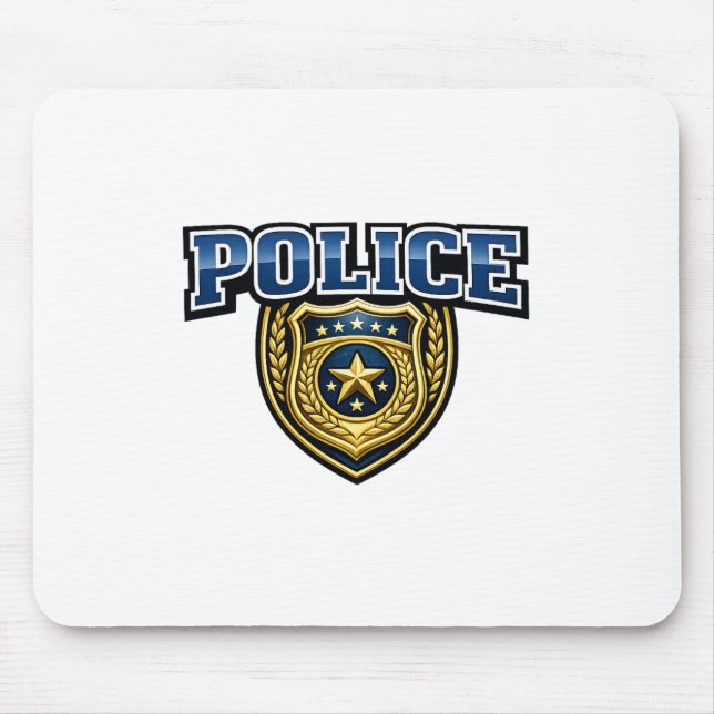 Mousepad Design de Texto em Negrito de Insígnia da Polícia (Frente)
