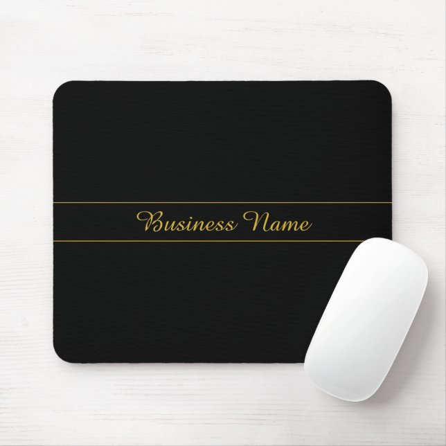 Mousepad Design de texto preto e dourado personalizável sim (Com mouse)