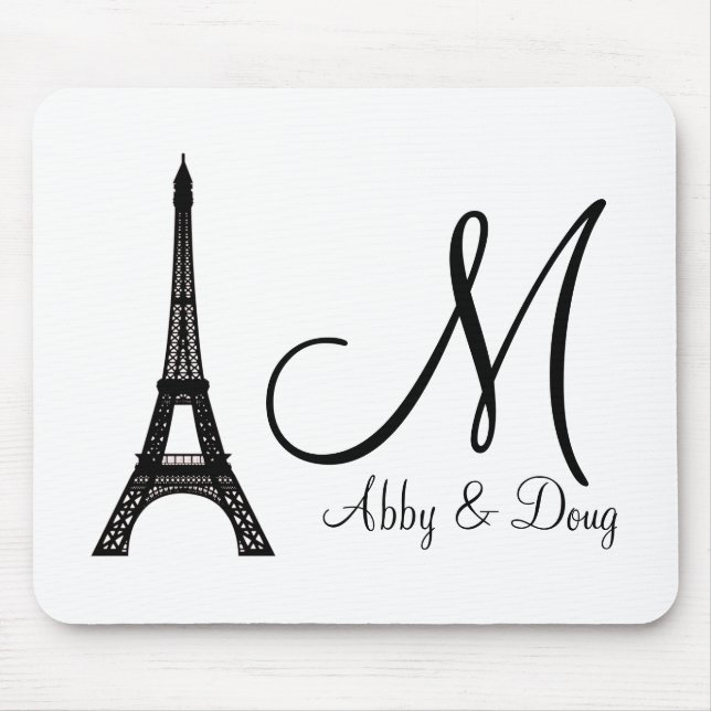 Mousepad DESIGN de torre Eiffel do DIY Monograma (Frente)