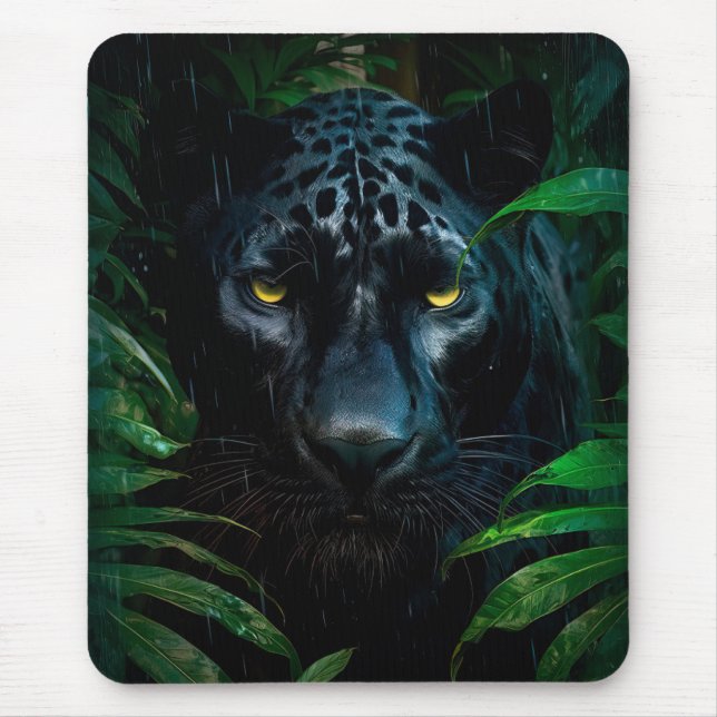 Mousepad Design de Vida Selvagem da Selva da Pantera Negra  (Frente)
