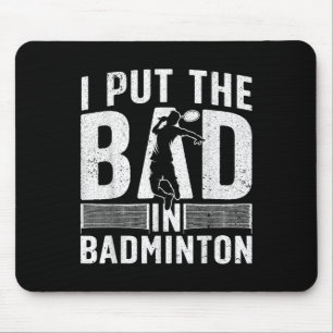 Mousepad Design Divertido de Badminton para Homens Mulheres