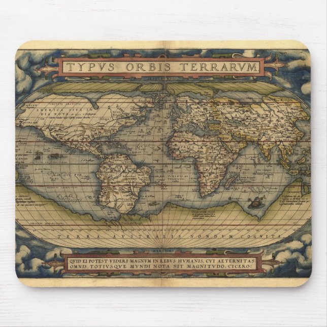 Mousepad Design do Atlas Histórico do Mapa do Mundo de Vint (Frente)