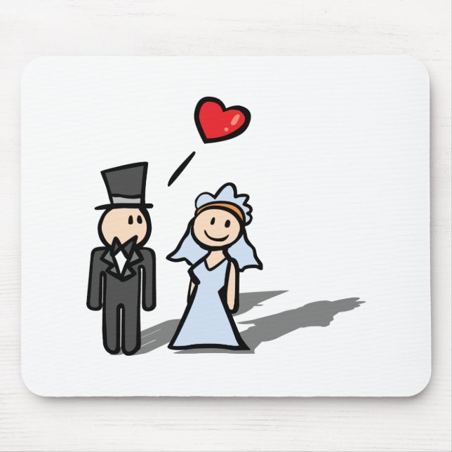 Mousepad Design do casal do "dia do casamento" (Frente)